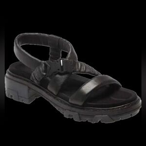 Rag & Bone, Black Leather Open Toe Platform ‘Shane’ Sandals, size EU 38.5/US 8